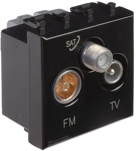 Розетка TV+FM+SAT Оконечная модульная DKC Avanti 3-м. 2 мод. черный квадрат фото Розетка TV+FM+SAT Оконечная модульная DKC Avanti 3-м. 2 мод. черный квадрат картинка